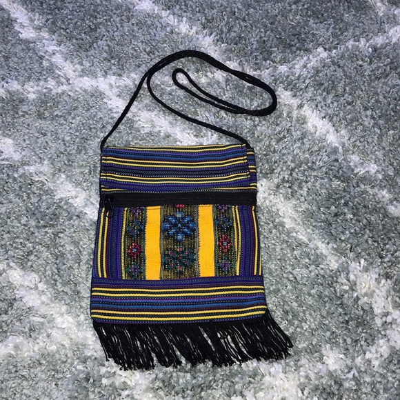 Artisan made 1 of a kind 💙❤️💚Baja print Boho bag - Picture 2 of 13